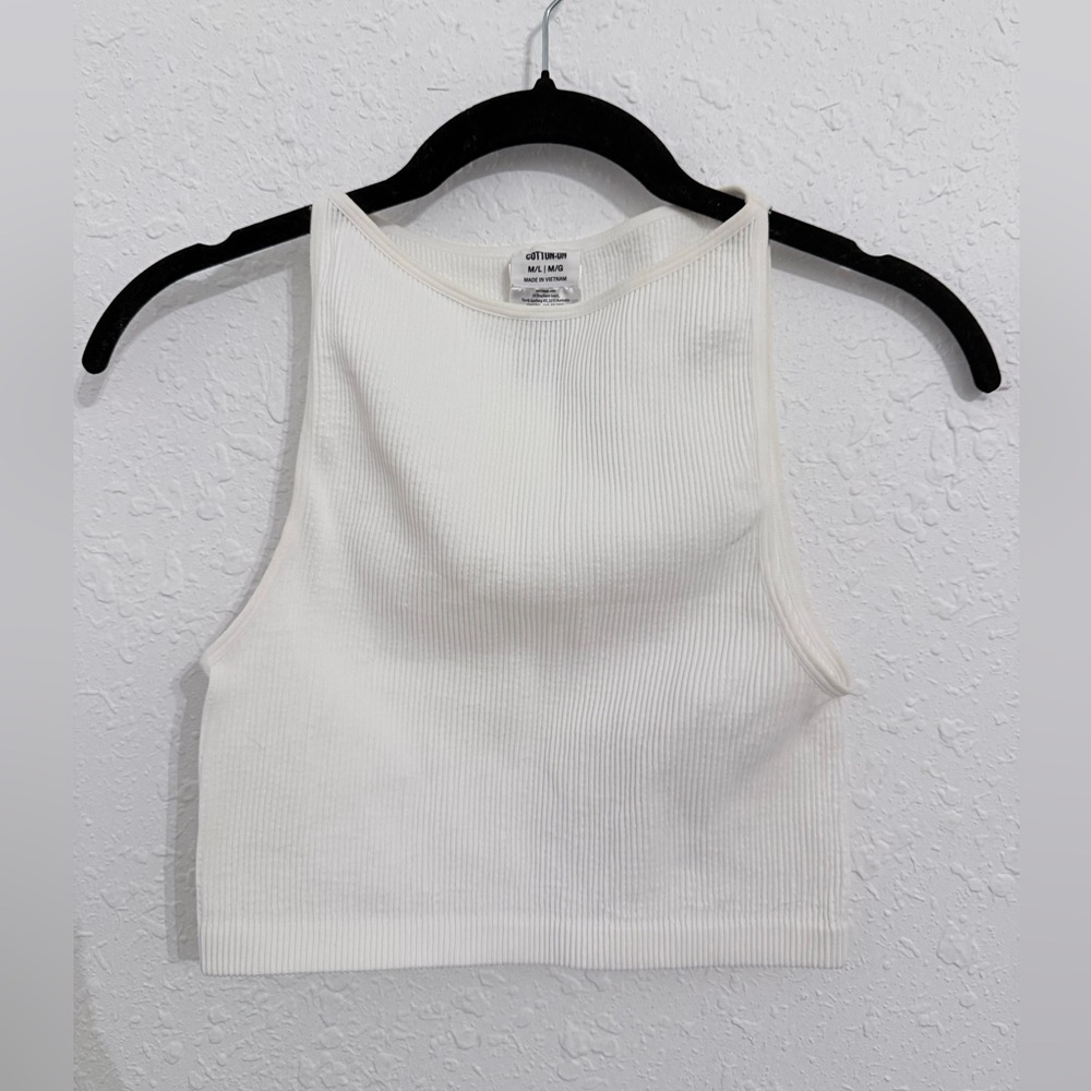 Cotton On White Ribbed Tank Top